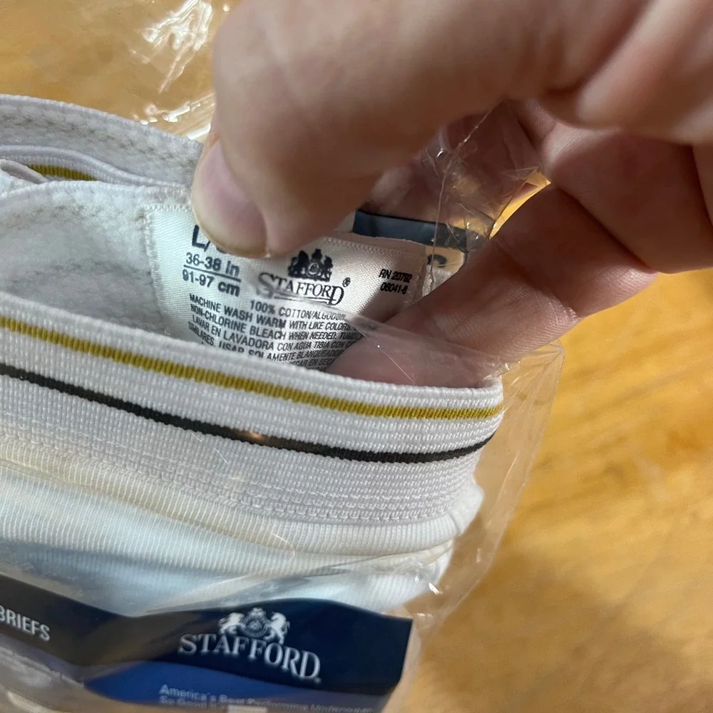 Stafford Mid-Rise Briefs Mens L White 100% Cotton 2-Pack Vtg Style